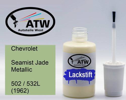 Chevrolet, Seamist Jade Metallic, 502 / 532L (1962): 20ml Lackstift, von ATW Autoteile West.